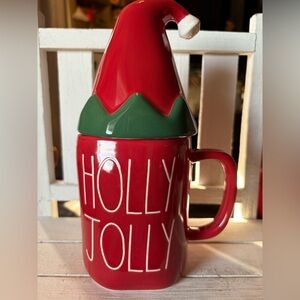 Rae Dunn Holly Jolly Red and Green Holiday Topper Mug